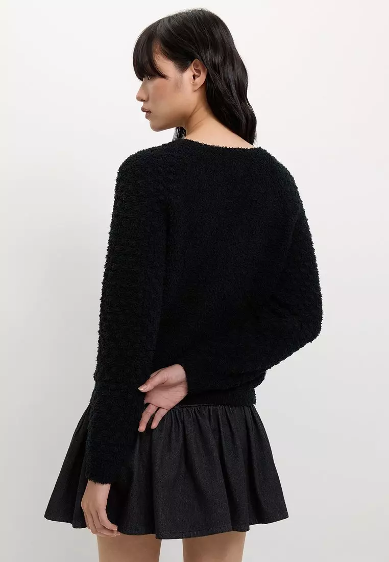 Buy Pomelo Ribbon Cardigan - Black 2025 Online | ZALORA