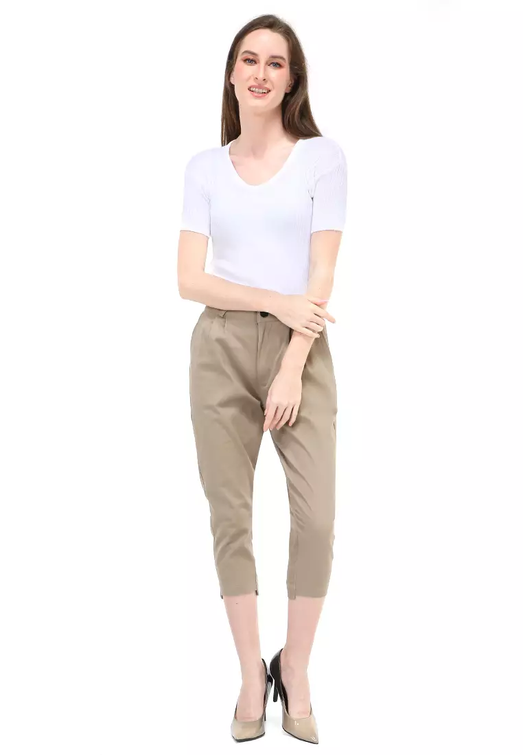 Liana Long Pants Celana Panjang Bawahan Wanita Premium Quality - Mocca