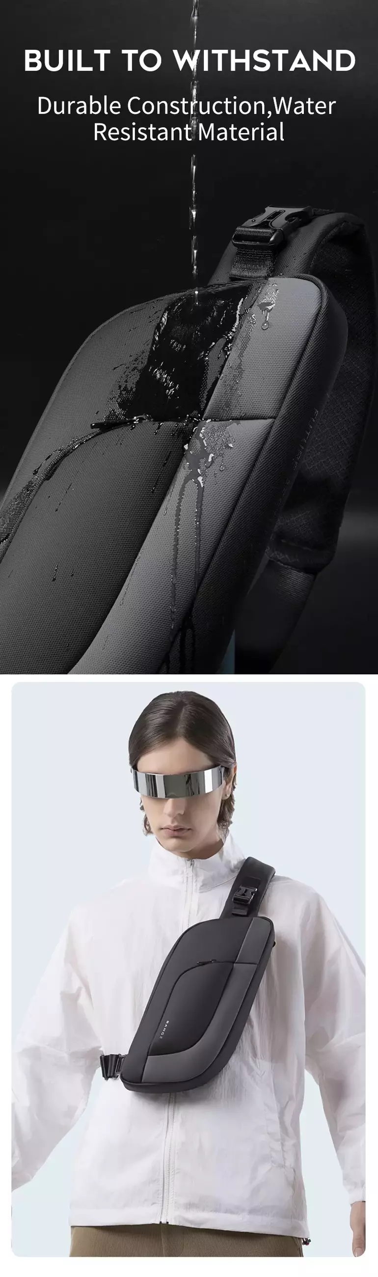 Bange BG7312 Tas Selempang Sling Bag Pria - BLACK GREY