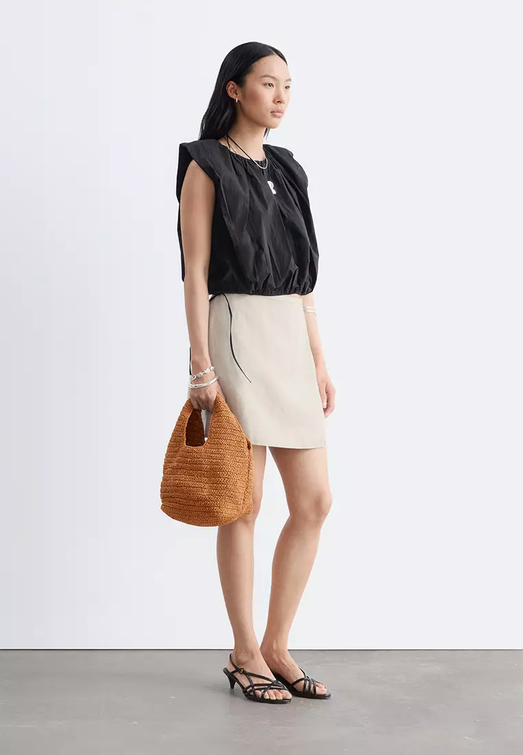 Linen-Blend Mini Skirt