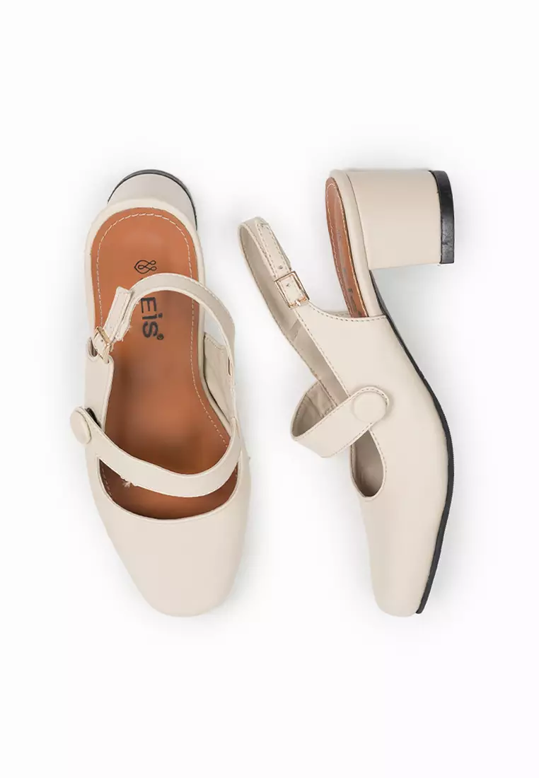 SEIS Lyra Mules Wanita Heels 5 cm - CREAM