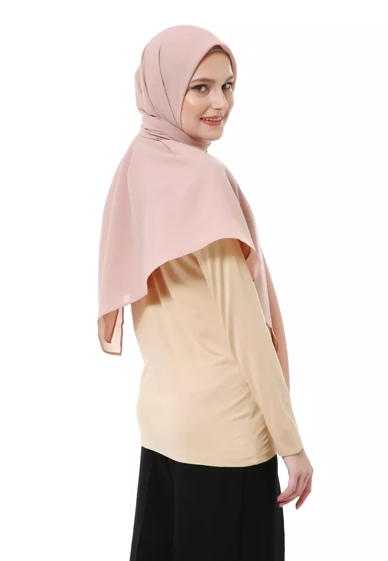 Afshin Jilbab Wanita Segiempat Motif Polos Premium Muslimah - Cream