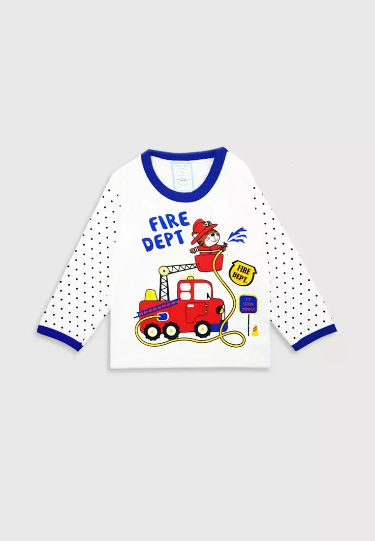 Wakakids Setelan Piyama Bayi Anak Laki Laki Fire Dept 3240 Biru