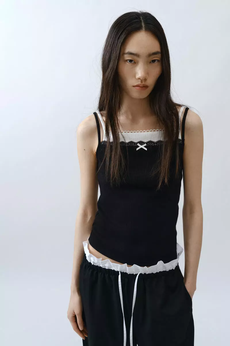 Double-waistband drawstring trousers
