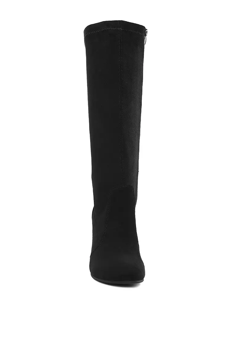Microfiber Calf Boots in Black