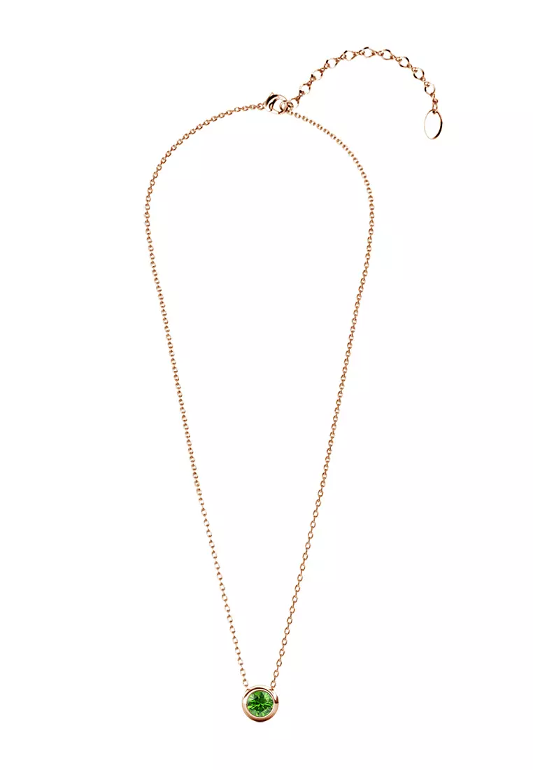 Birth Stone Moon Pendant August Peridot RG - Kalung Crystal Swarovski by Her Jewellery