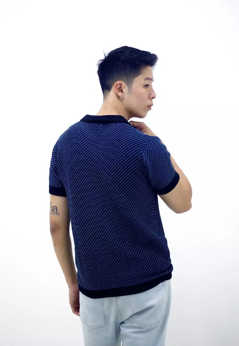 Kale Karl Denim / Kaos rajut lengan pendek premium