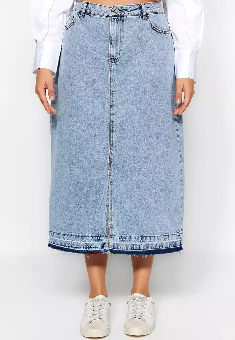 Plus size denim skirt malaysia on sale