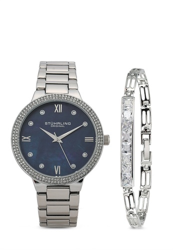 Stuhrling Original silver 3907 Quartz Watch & Bracelet Set CA784ACE21CE42GS_1