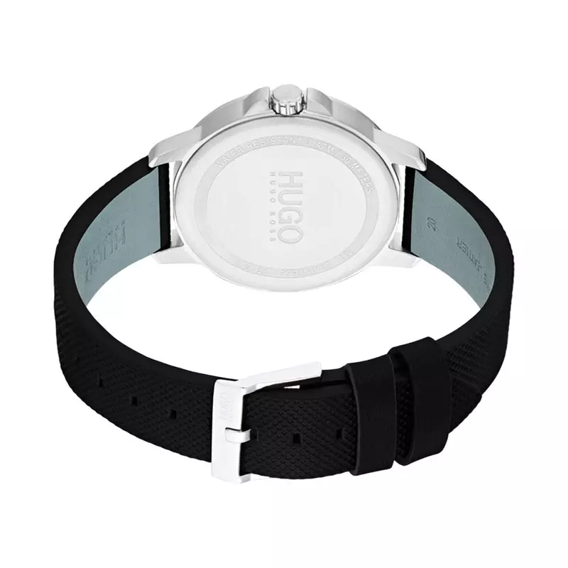 Jam Tangan Pria Hugo Boss Focus 1530022 Men Black Dial Black Leather Strap