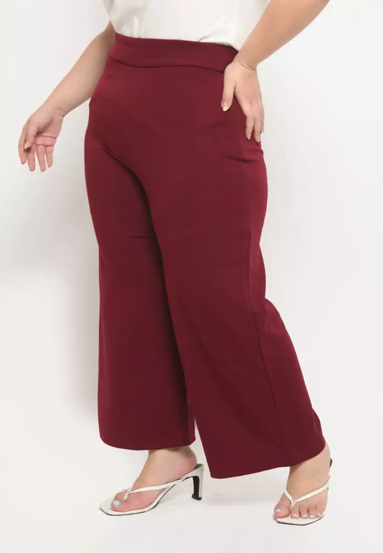 Plus Size Wide Pants Nola Maroon