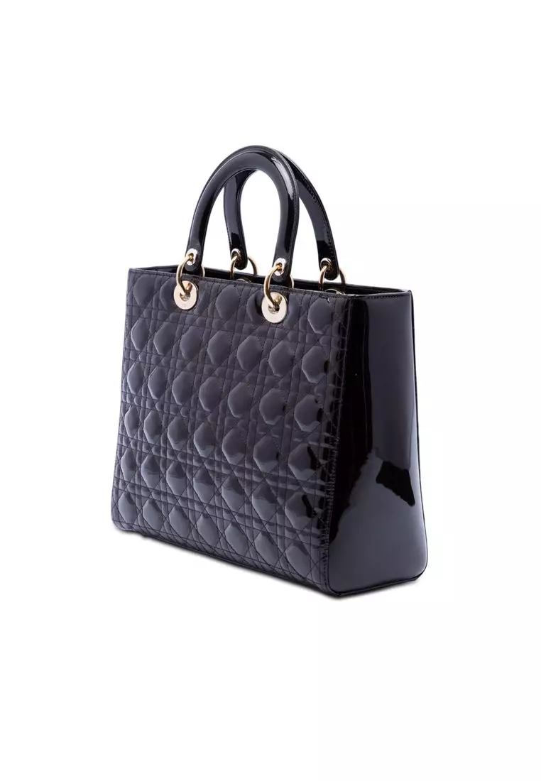 Pre-Loved Dior Large Patent Cannage Lady Dior