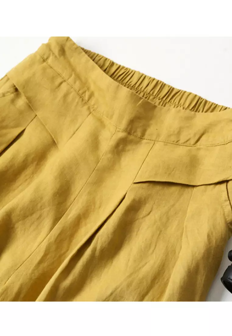 Pituitary Sensation Cotton-flax Wide-legged Pants RZ9032