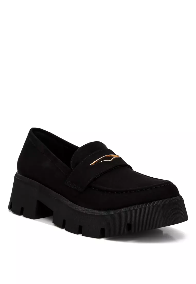 Sepatu Chunky Suede Mikro Hitam
