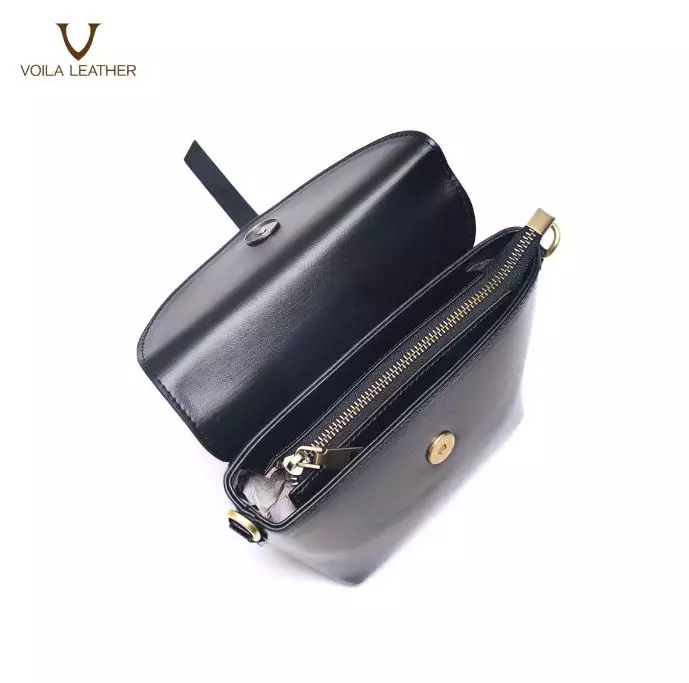 VOILA LEATHER Tas Selempang Wanita Kulit Asli Genuine Leather Sling Bag AMARA Black