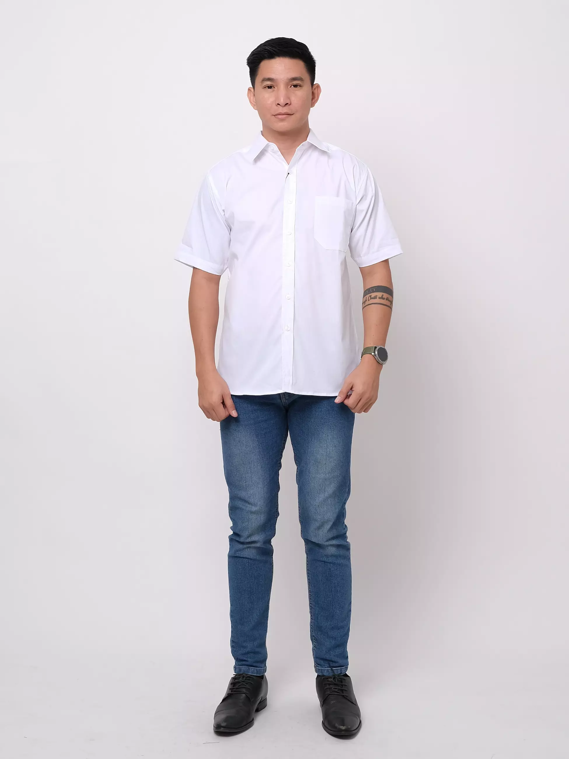 Andre Michel Kemeja Lengan Pendek Putih Polos 16755