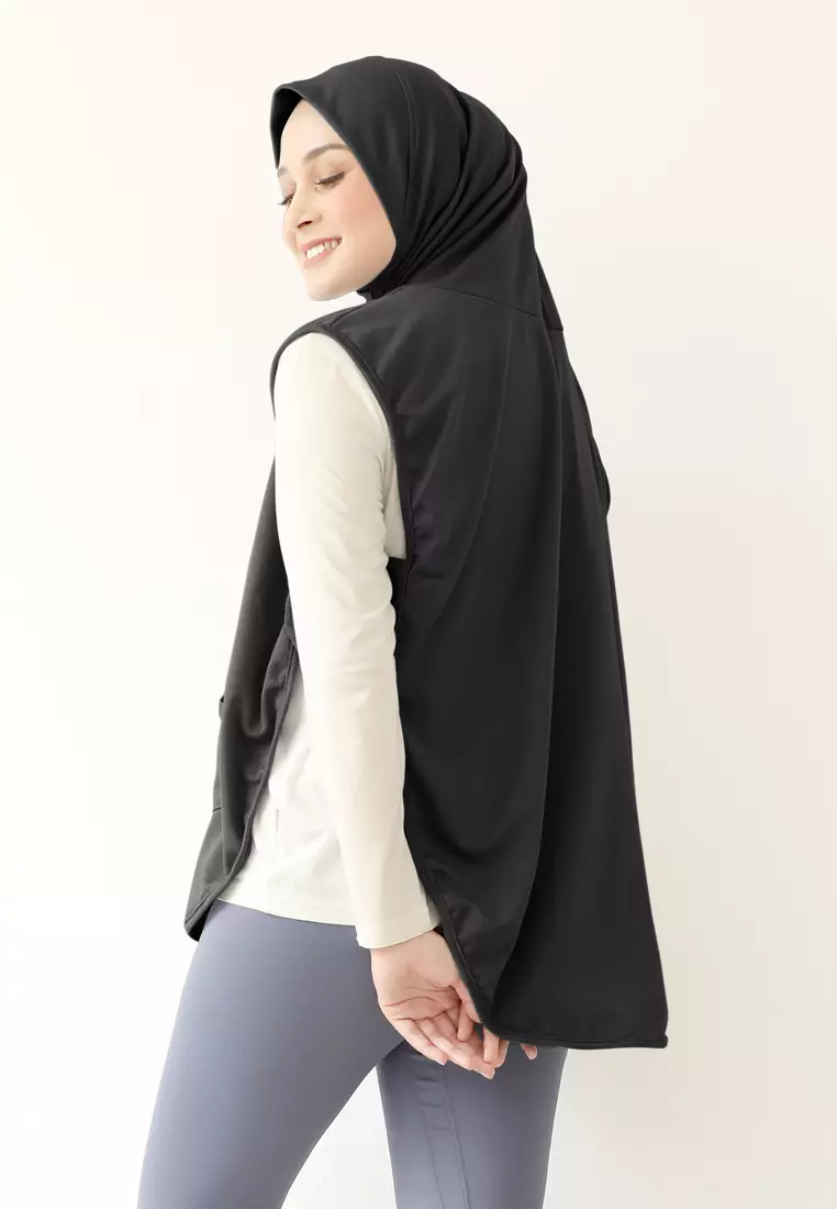 Hijab Vest Olahraga Nara Sporty Pocket - Stone Black