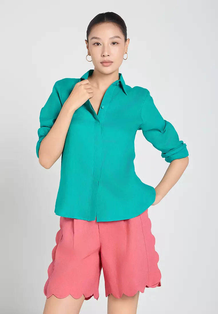 Basic Long-Sleeve Linen Shirt