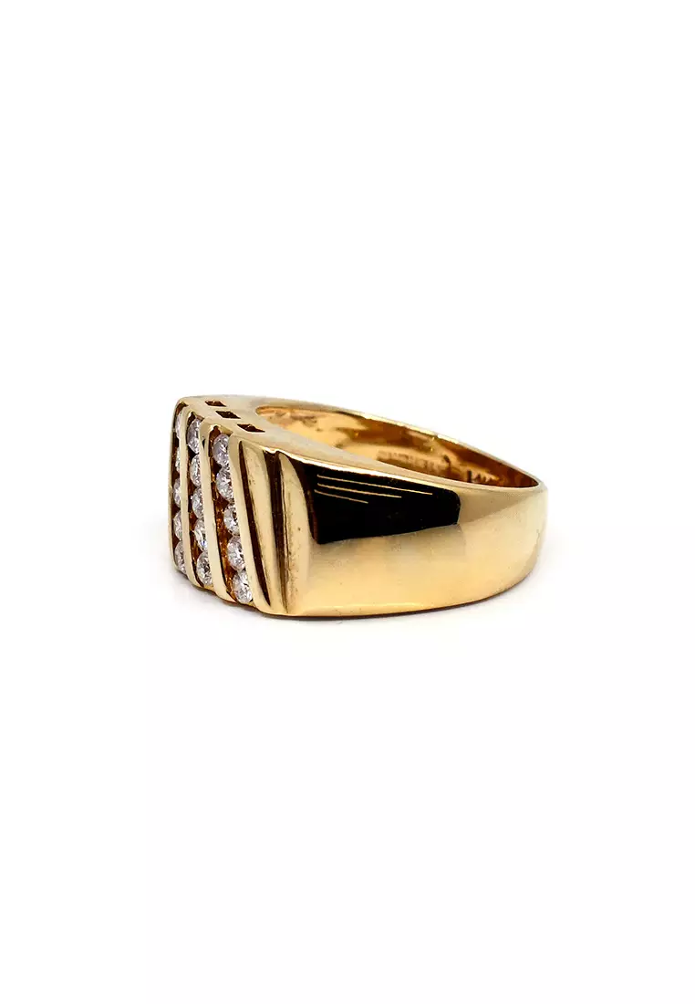 14K Yellow Gold Lady Ring with Diamonds