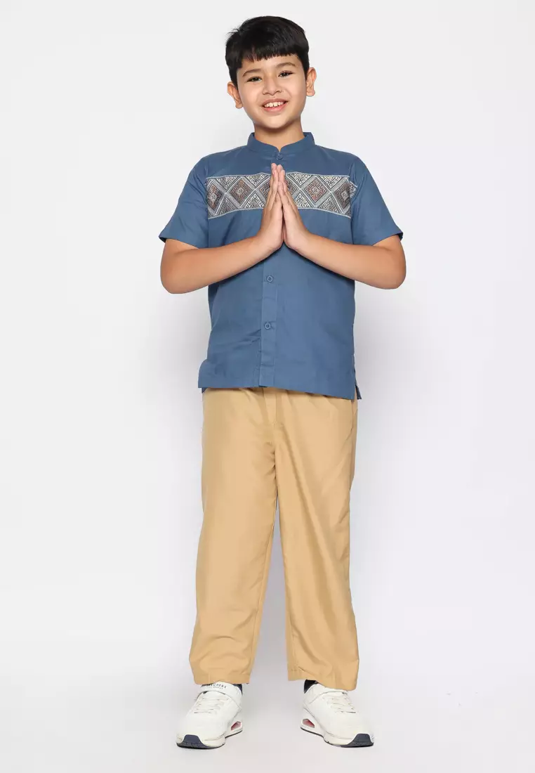 Baju Koko Set Anak Laki Bordir Wajik Navy - GENUINE