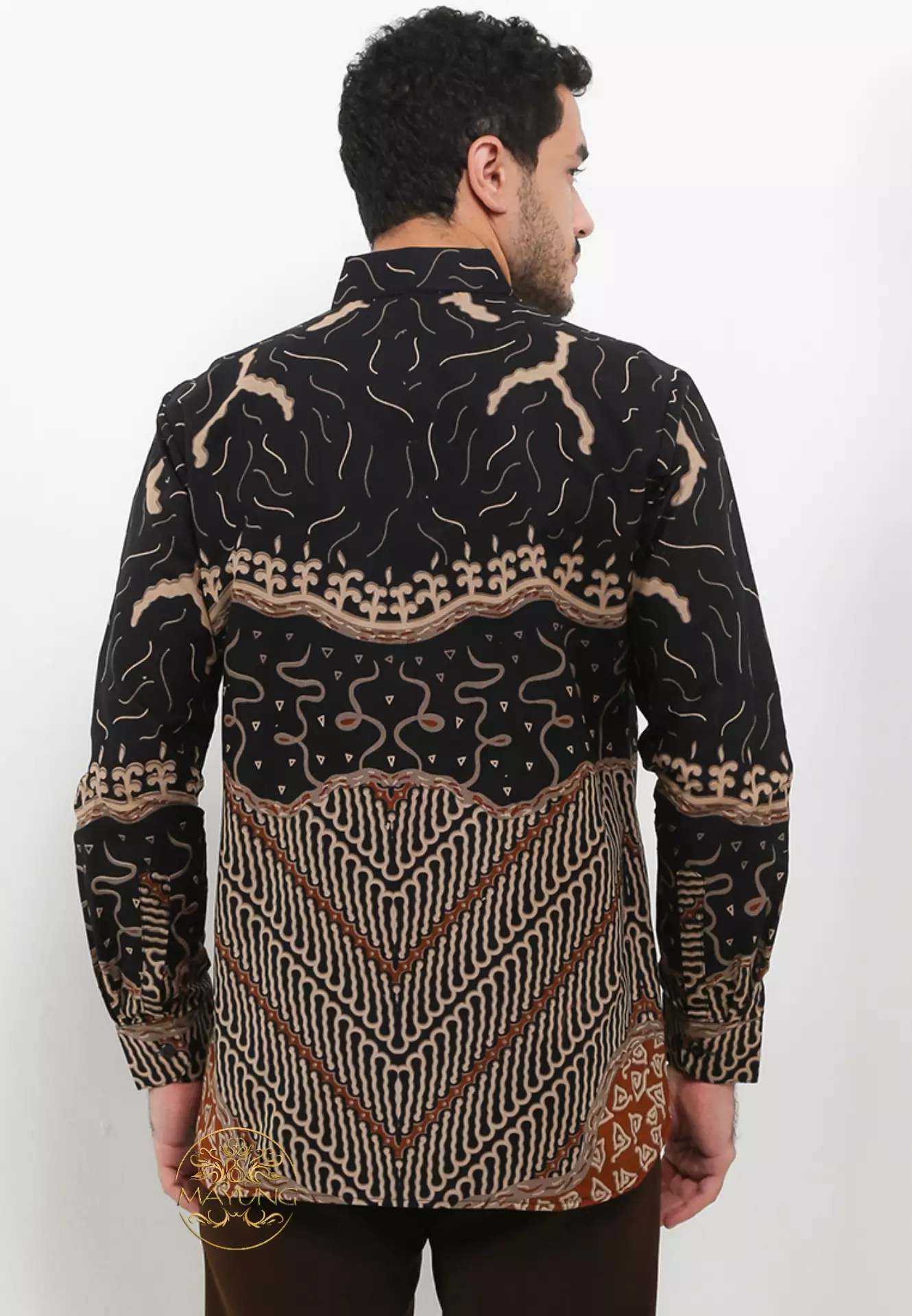 Aryasaka Item Kemeja Batik Pria Premium Slimfit Modern Lengan Panjang