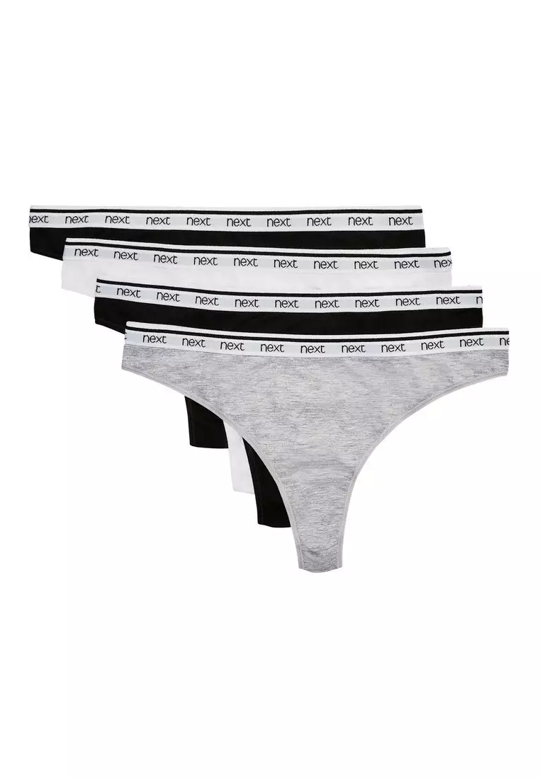 NEXT Cotton Rich Logo Knickers 4 Pack 2024, Buy NEXT Online