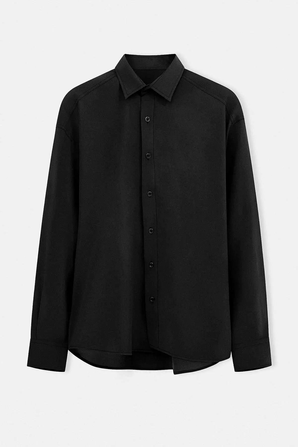 Black Modal Regular Fit Summer Woven Men'S Shirt Tmnss26Go00040