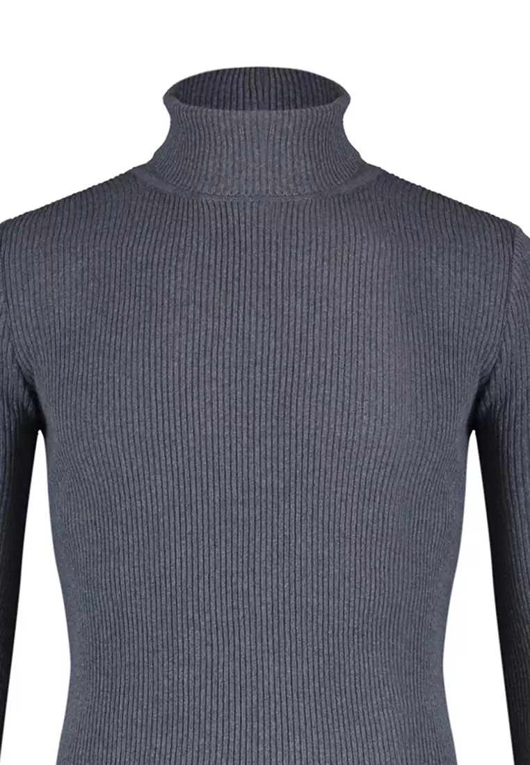 Slim Fit Turtleneck Corduroy Knit Sweater