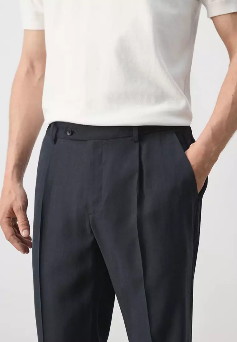 Regular-Fit Pleated Trousers