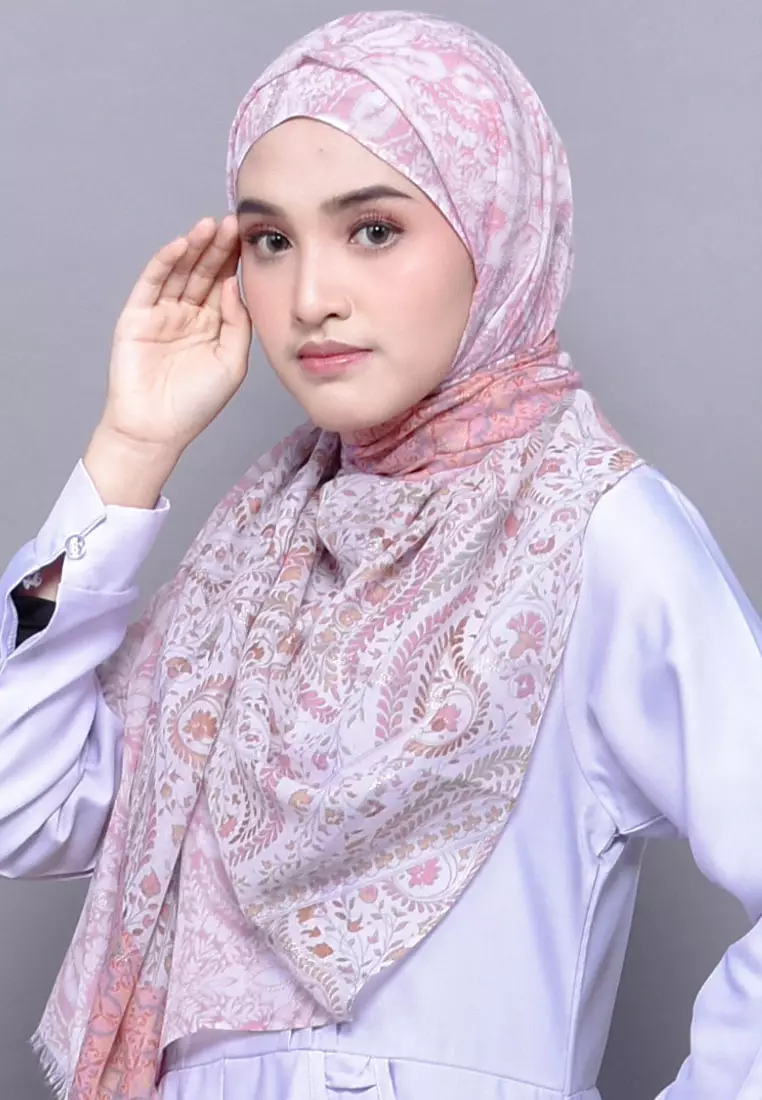 Paisley Cotton Viscose Pashmina Hijab Creole Pink