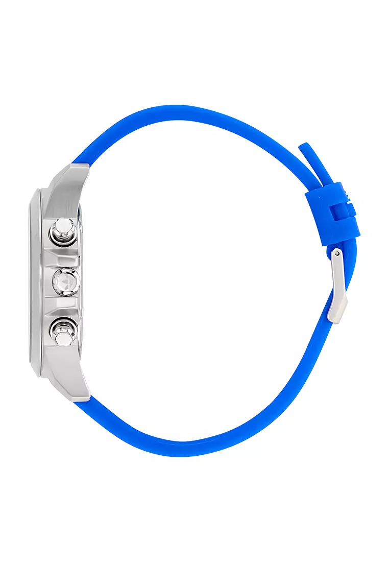 Adidas Gents Expression Two Chrono - Jam Tangan Analog - Stainless Steel Case Blue Silicone Strap - AOFH24520