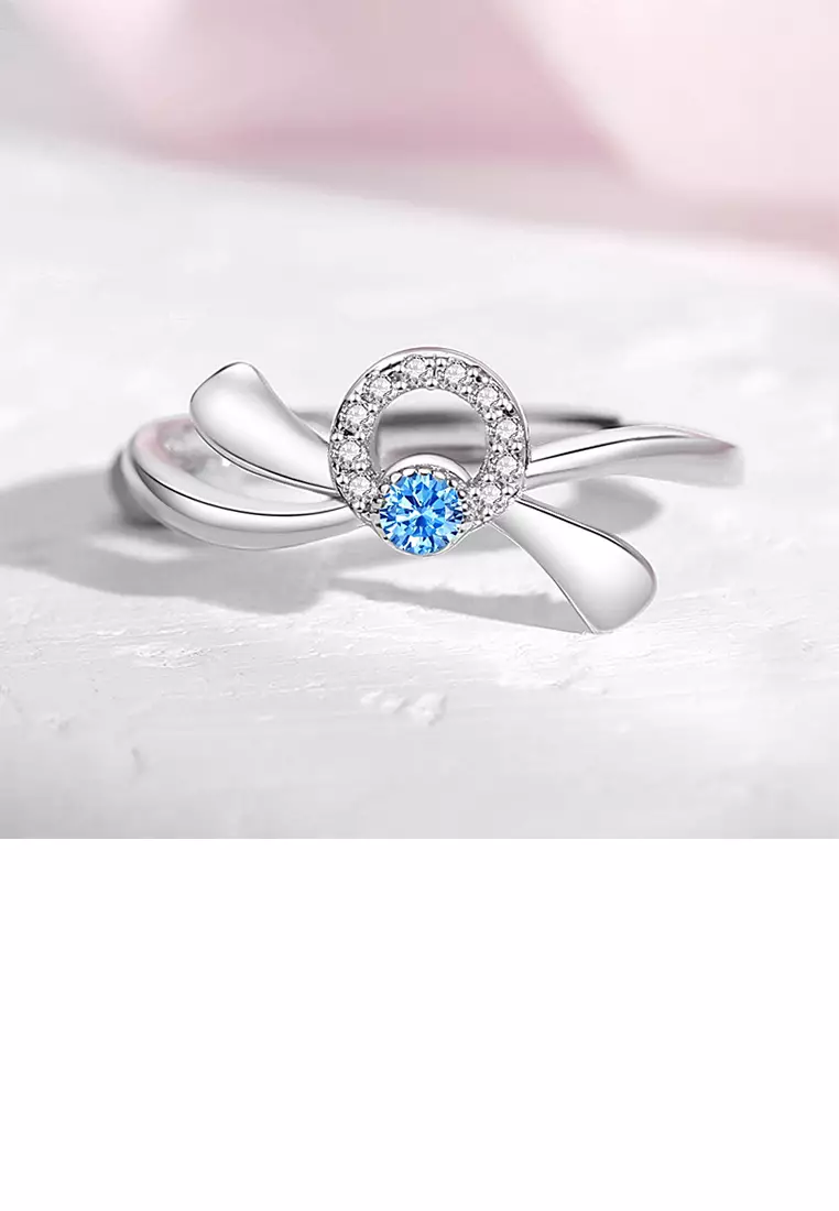 Buy Glamorousky 925 Sterling Silver Simple Sweet Ribbon Adjustable