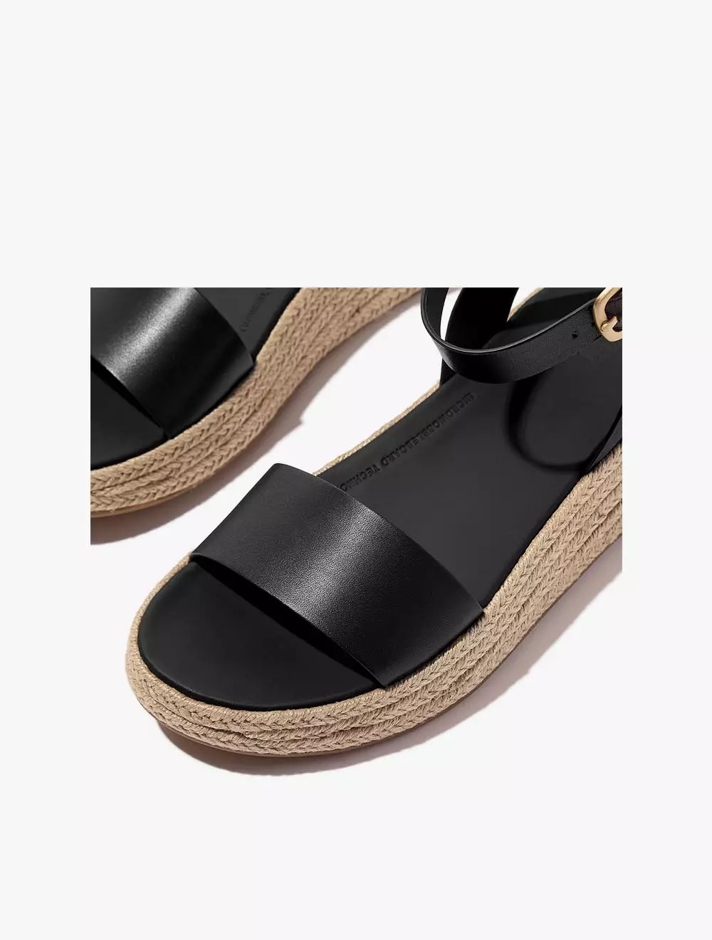 Fitflop F-Mode Espadrille Leather Flatform A/Strap SandalsBlack