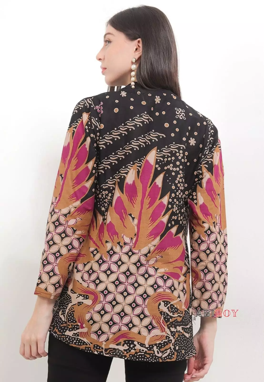 Blouse Batik Godhowarsa Hitam Premium Slimfit Elegant NLN