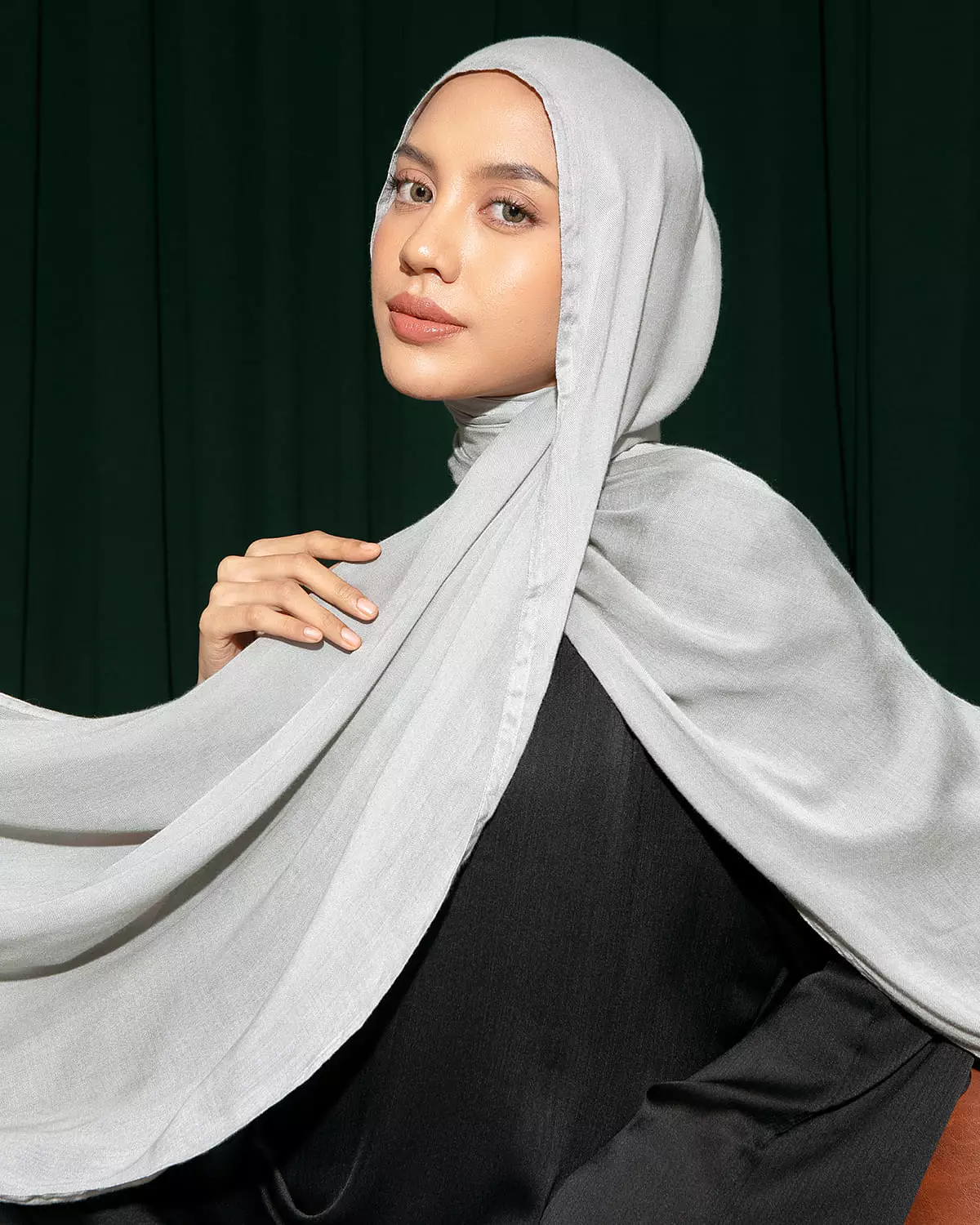 Viscose Pashmina Nour Shawl Grey Green NEW