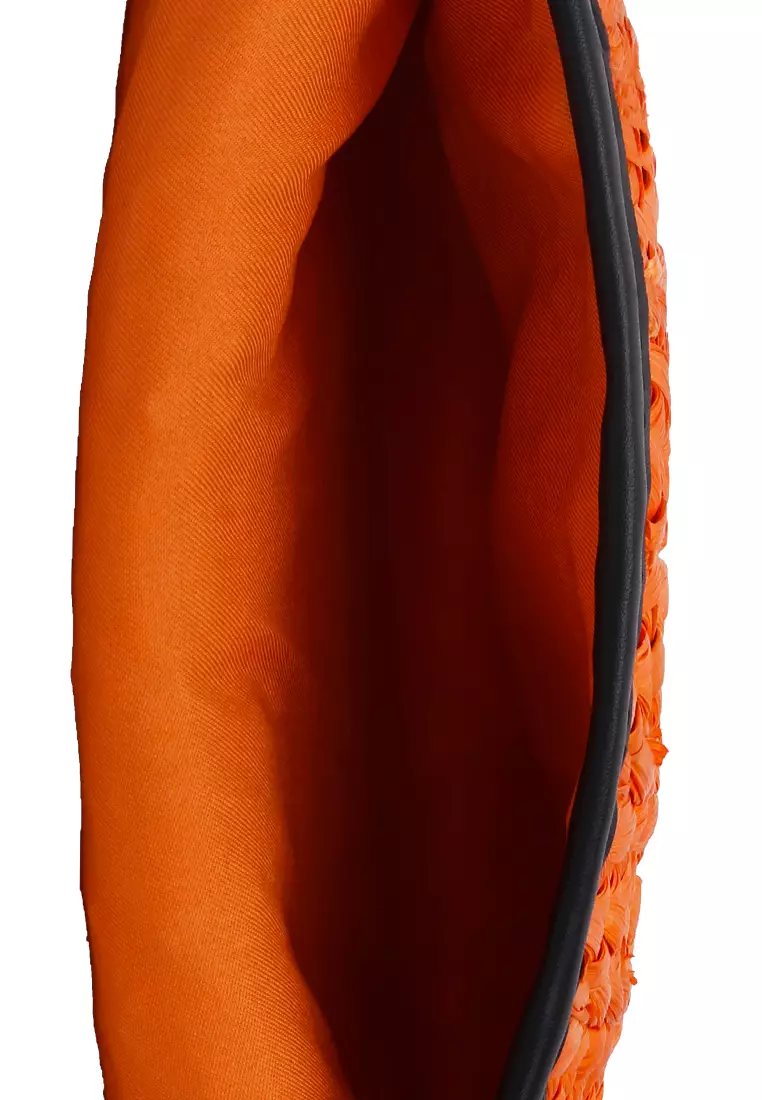 Tas Genggam Tali Jerami Warna Oranye