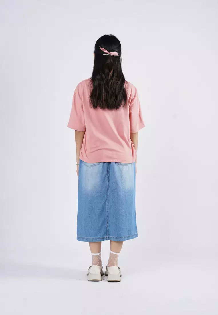 3Second Women's Basic T-Shirt Short Sleeve Boxy Fit Cotton Logo Script 3 OL-C070925