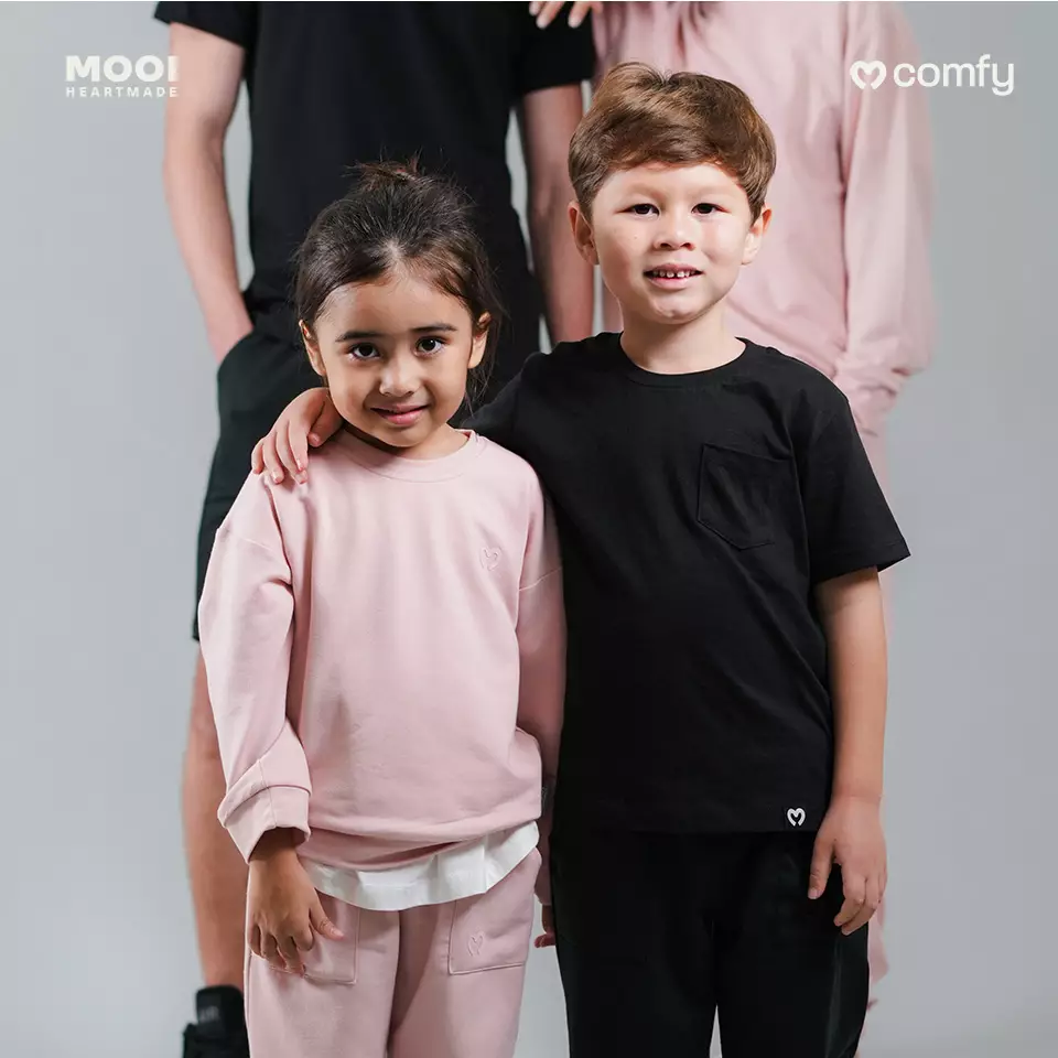 Mooi Kaos Anak Pocket Unisex Comfy T-Shirt Pocket Kids - Dark Grey