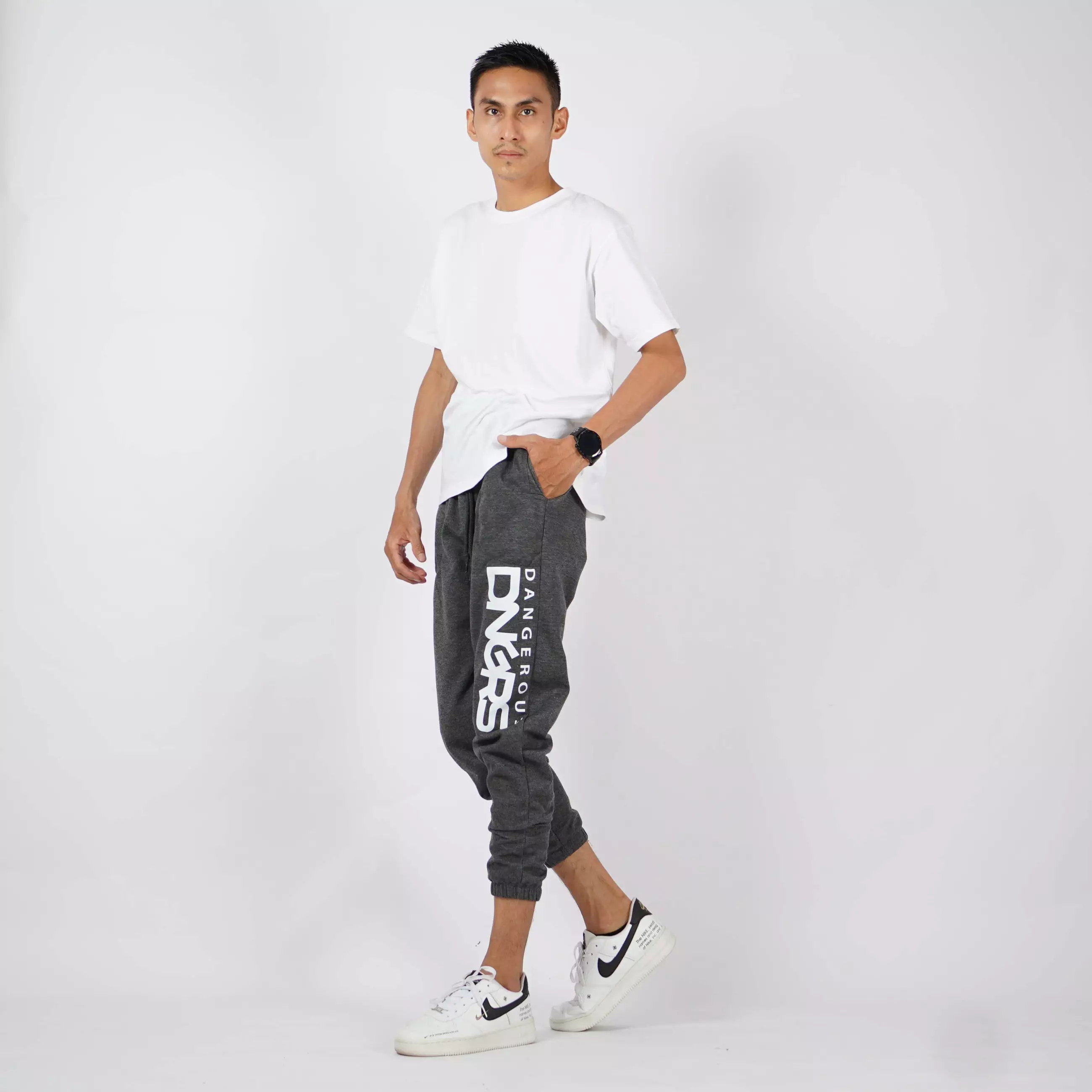 DIEGO Celana Casual Pria Celana Panjang Training Jogger Pants - Abu Tua