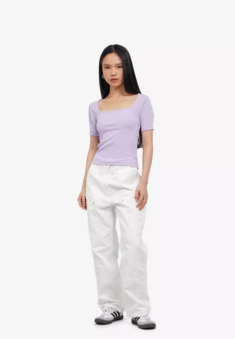 Square Neck Rib T-Shirt