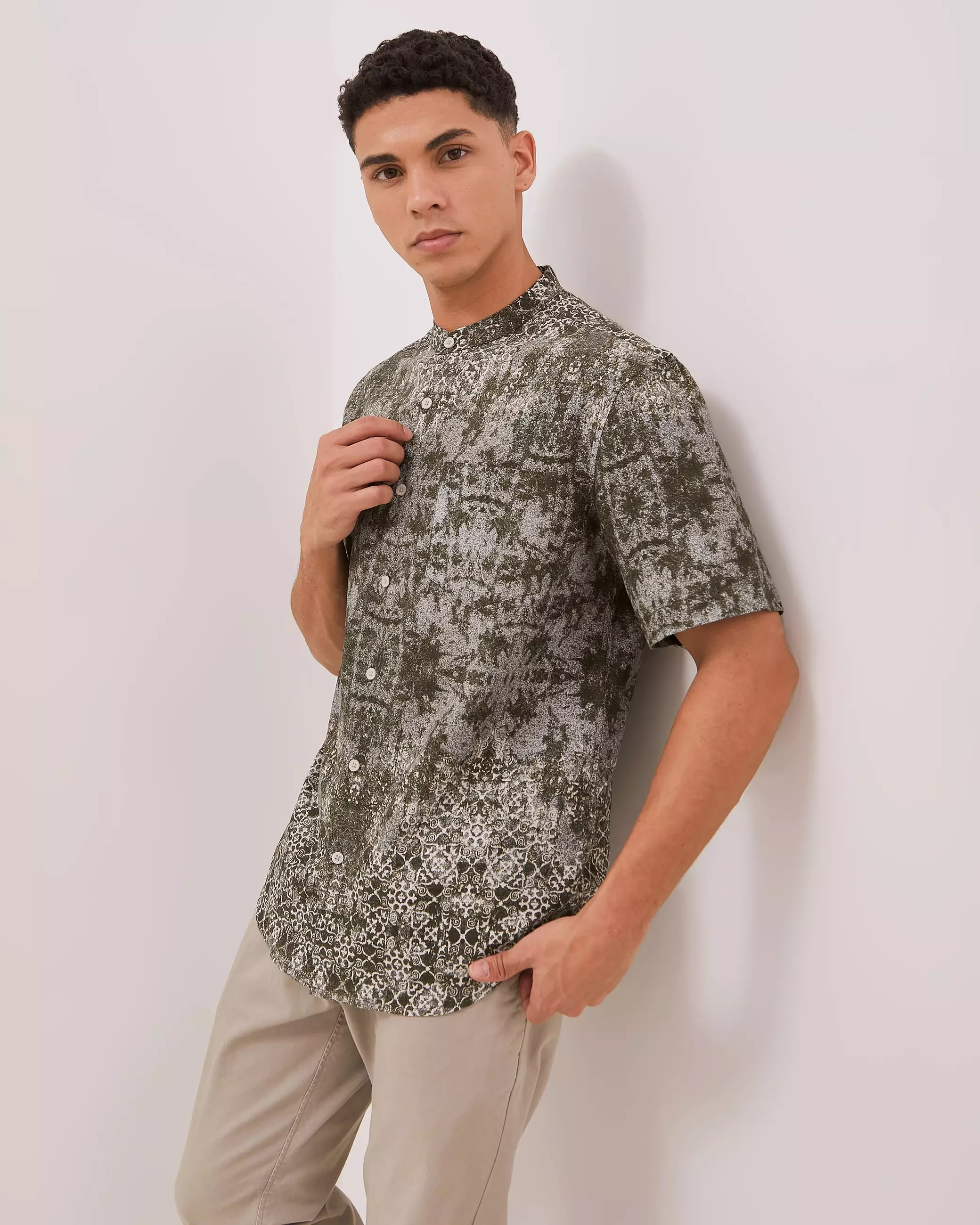 AMK Kemeja Koko Pria Lengan Pendek KK Sabyah Ss Olive