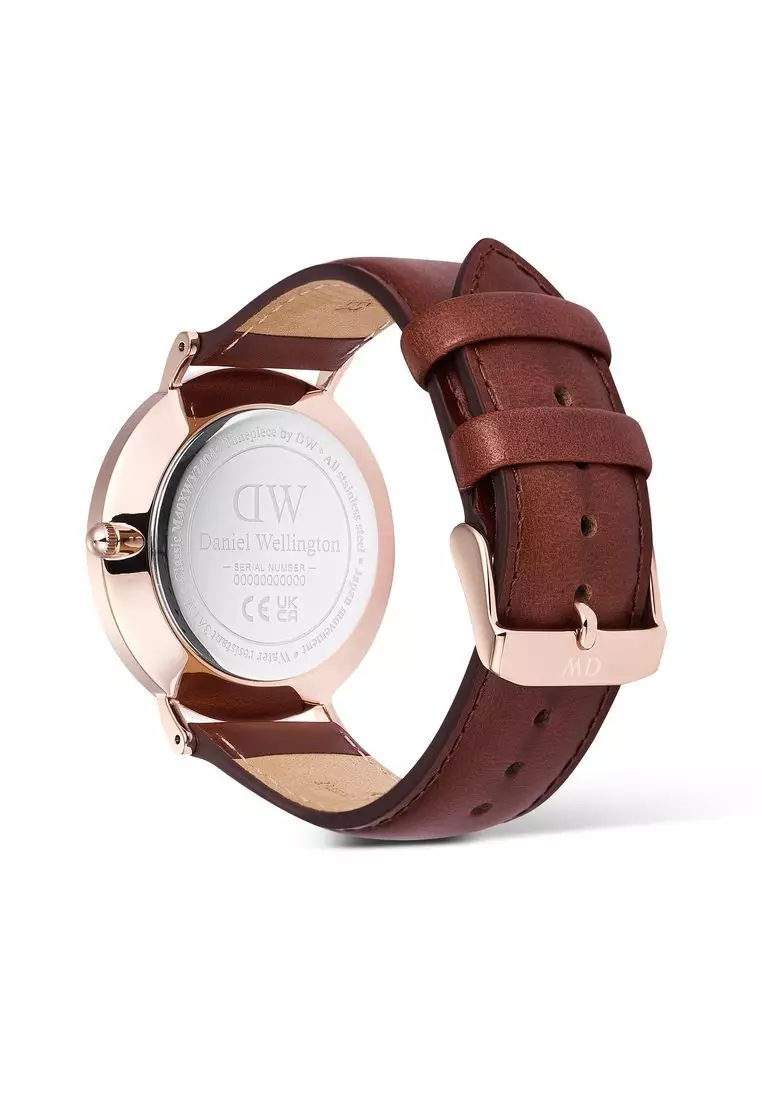 Classic Day Display St Mawes Rose Gold Champagne - Men Watch stainless steel leather watch DW Official Authentic Original