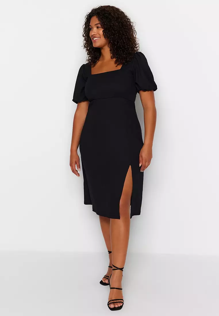 Plus Size Square Neck A-Line Dress