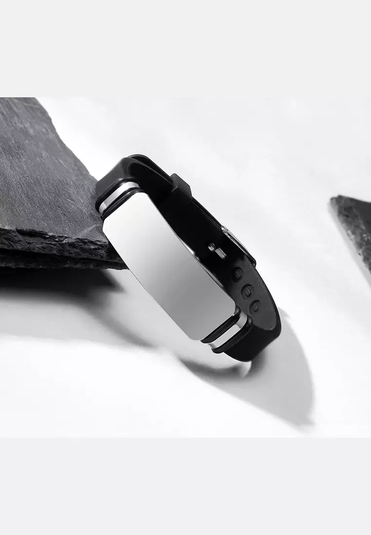 Titanium Steel Curved Plate Silicone Bracelet JW QX-109