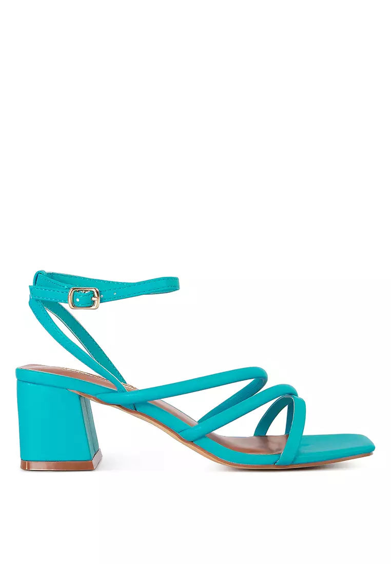 Blue mid heel outlet sandals