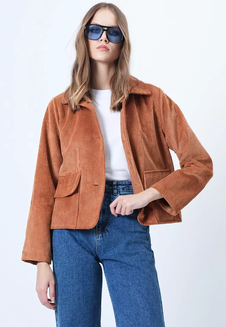 Double Pocket Wide Cuff Corduroy Jacket
