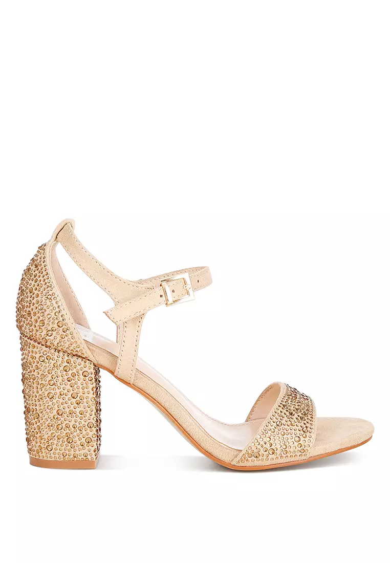 Discount on Rag & Co.  shoes - SKU: Rhinestones Embellished Sandals In Beige
