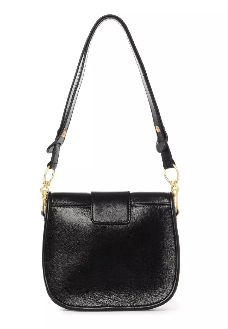 Saddie In Goatskin Shoulder Bag in Black