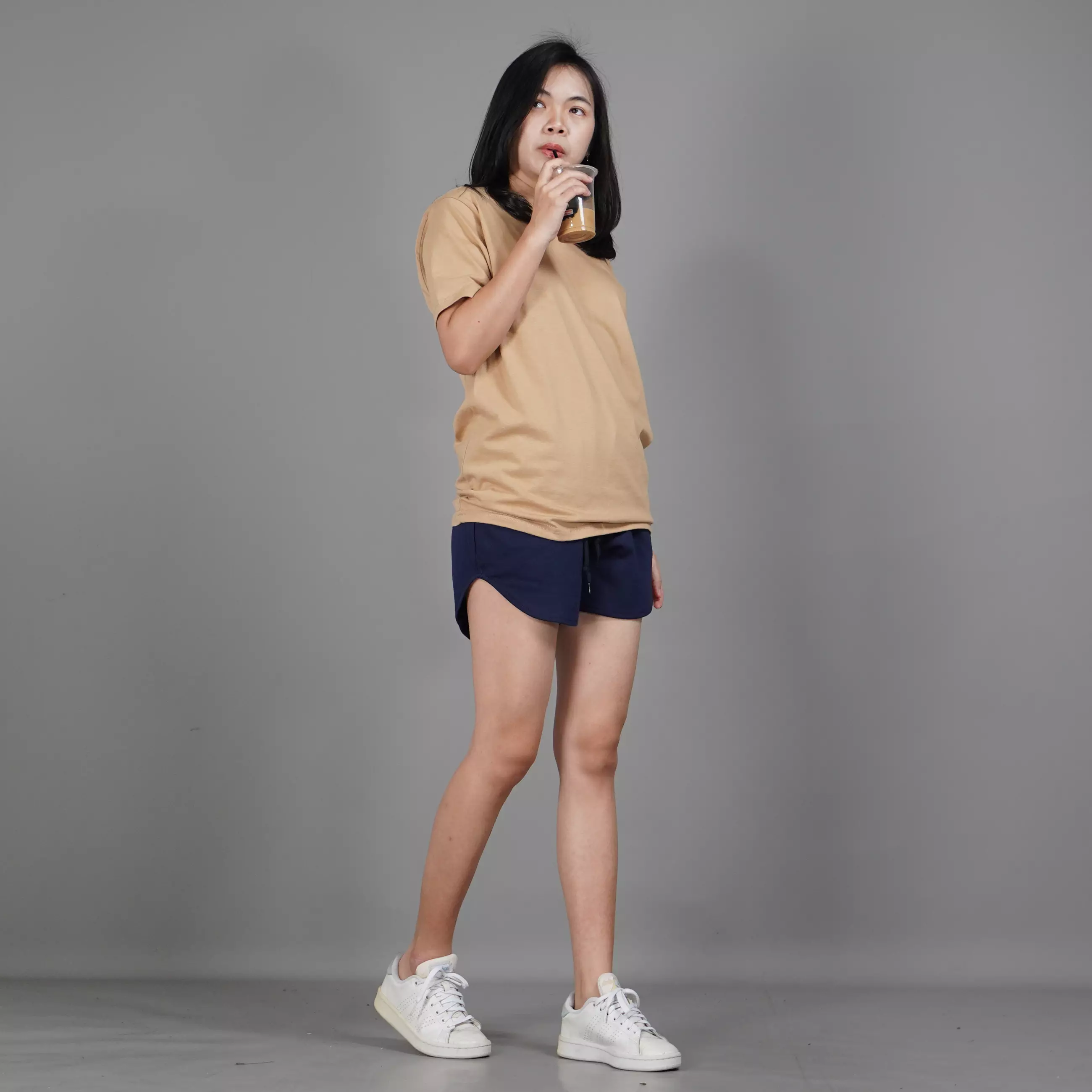  UNILO Size S-BIG Kaos Polos Wanita Lengan Pendek Short Sleeve TShirt - Latte