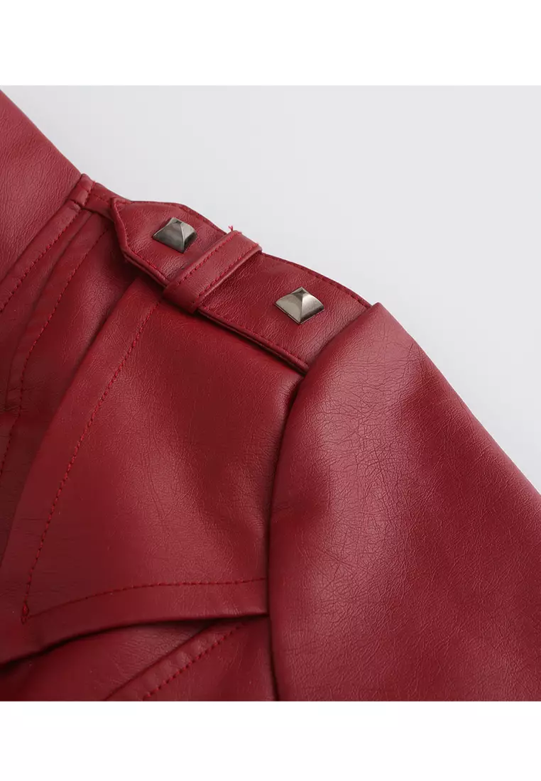 Cropped Faux Leather Jacket AD-D25